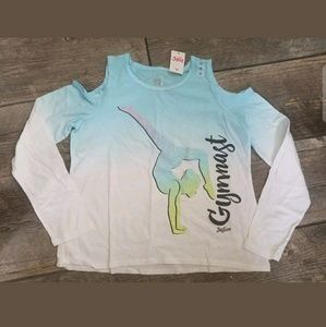 Justice hombre gymnast cold shoulder shirt
